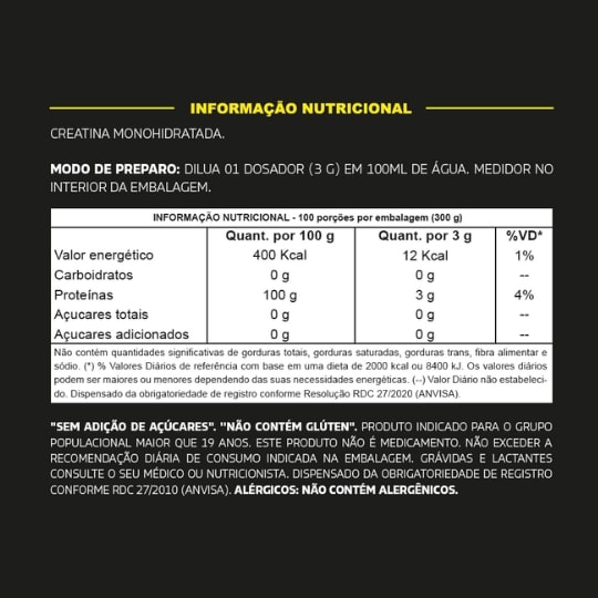 CREATINA 100% PURA - 300G